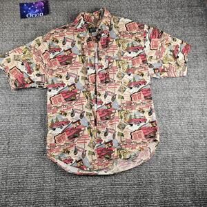 Walking Co. Route 66 Allover Classic Car Print Button Up Shirt Men Sz L Corvette